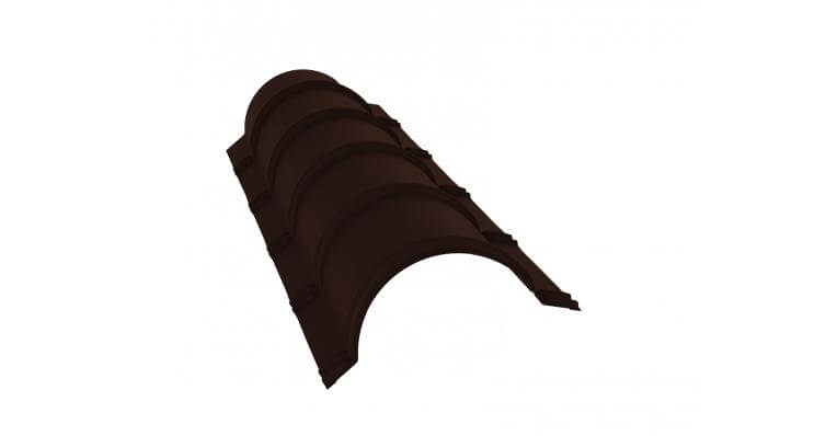 Планка конька полукруглого 0,5 GreenCoat Pural BT с пленкой RR 887 шоколадно-коричневый (RAL 8017 шоколад) (1,97м)
