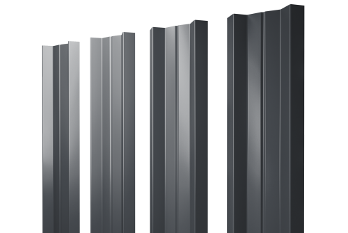 Штакетник М-образный А с прямым резом 0.5 Satin RAL 7024 мокрый асфальт